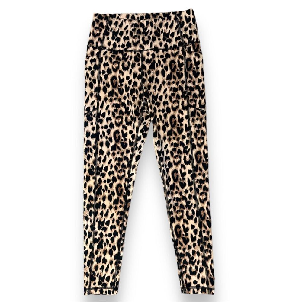 Victorias Secret Size 8 Leopard Moisture Wicking Athletic Yoga Leggings Pockets